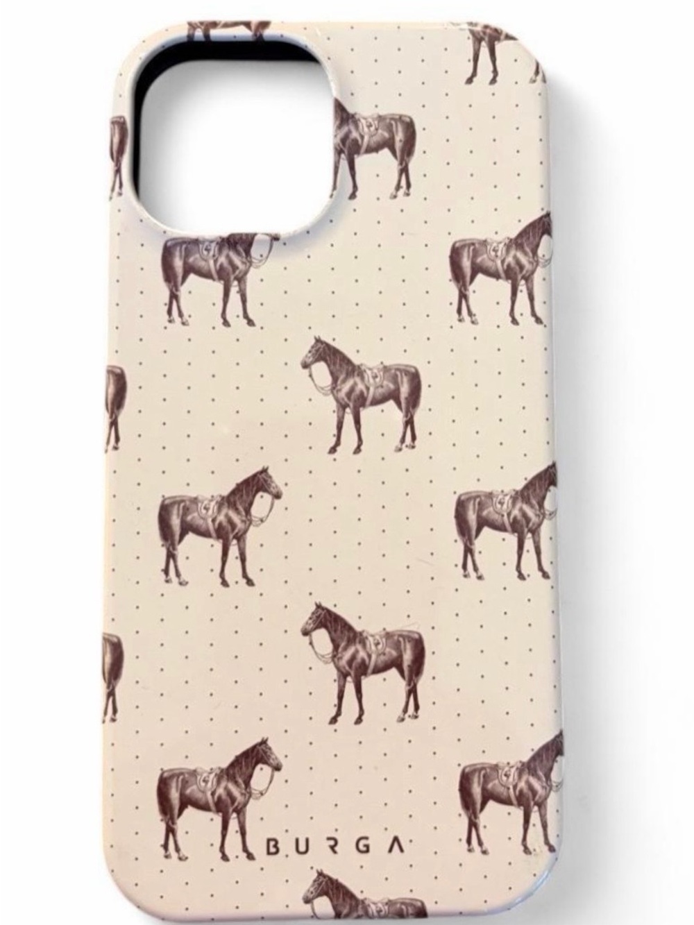 iPhone 15 Case By Burga (Mag Safe) In Horse Print With Polka Dots